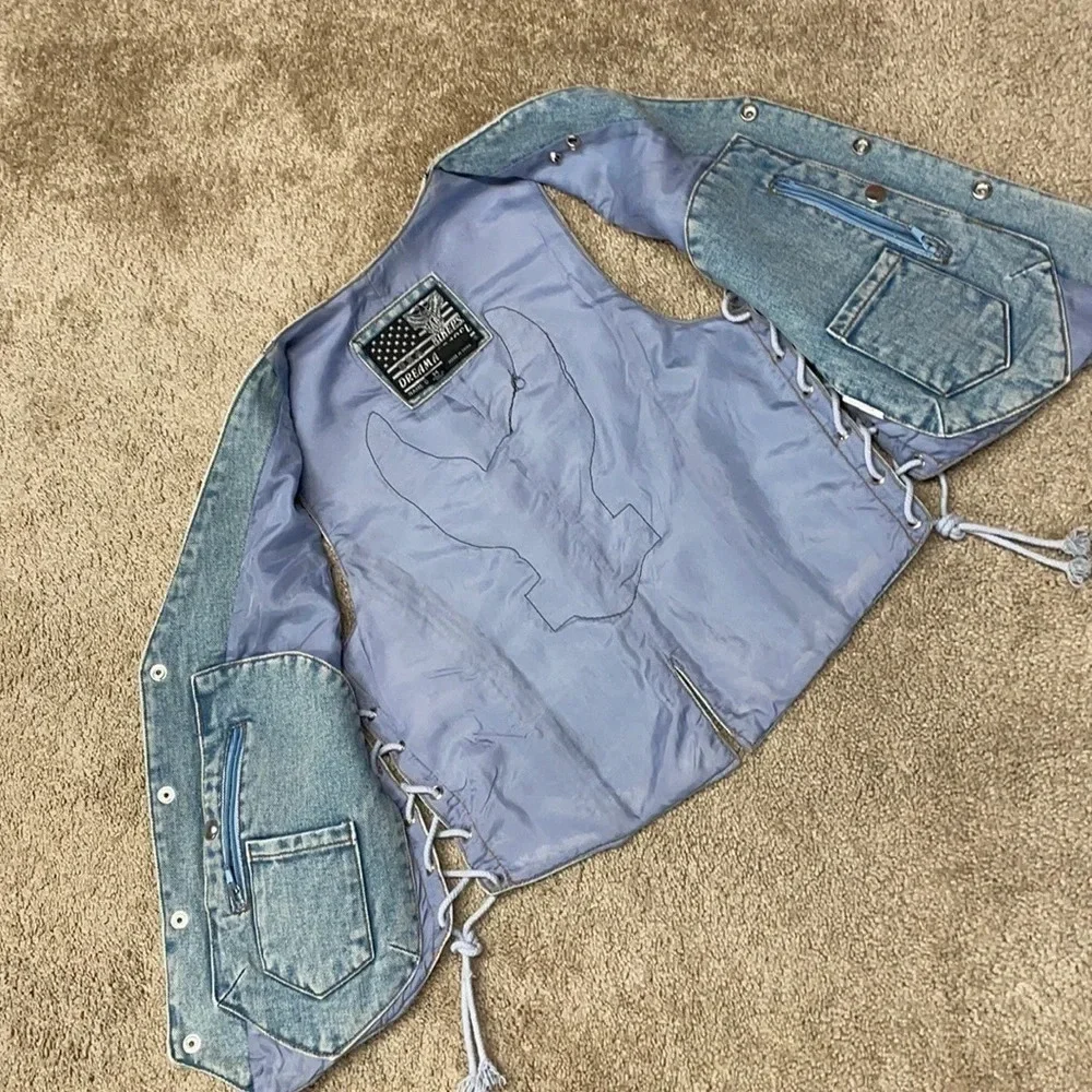 USA Bikers Dream Apparel Jean Vest Medium Honda Eagle on the back - Picture 10 of 16